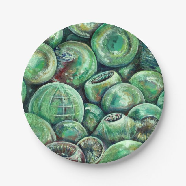 Green Christmas Balls Paper Plate (Front)