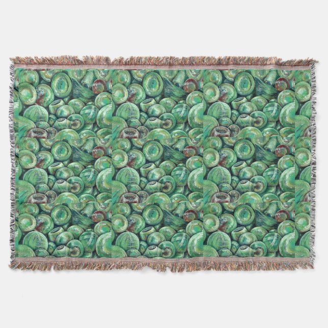 Green Christmas Balls Throw Blanket (Front)
