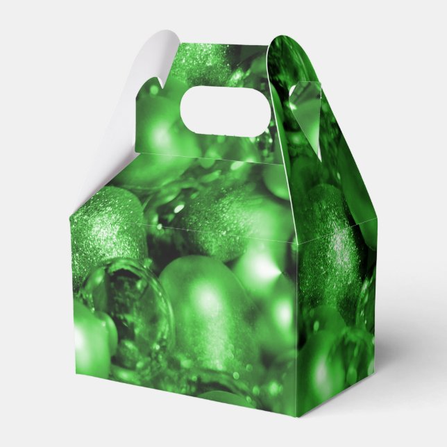 Green Christmas Baubles Favor Box (Front Side)