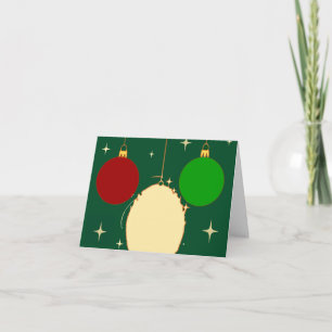 Green Christmas Baubles Greeting Card Folded