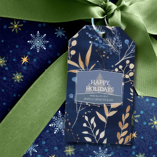 Green Christmas Botanical Modern Business Gift Tags