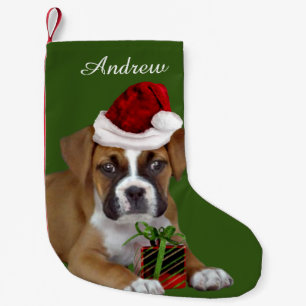 Green Christmas Boxer puppy Stocking