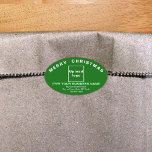 Green Christmas Business Oval Shape Sticker<br><div class="desc">Merry Christmas! One of the most celebrated holidays of the year. It is also one of the best seasons to advertise your business. Oval shape sticker with Merry Christmas greeting, your business name and other information of your business. You can use it as accessory of your product packaging material to...</div>