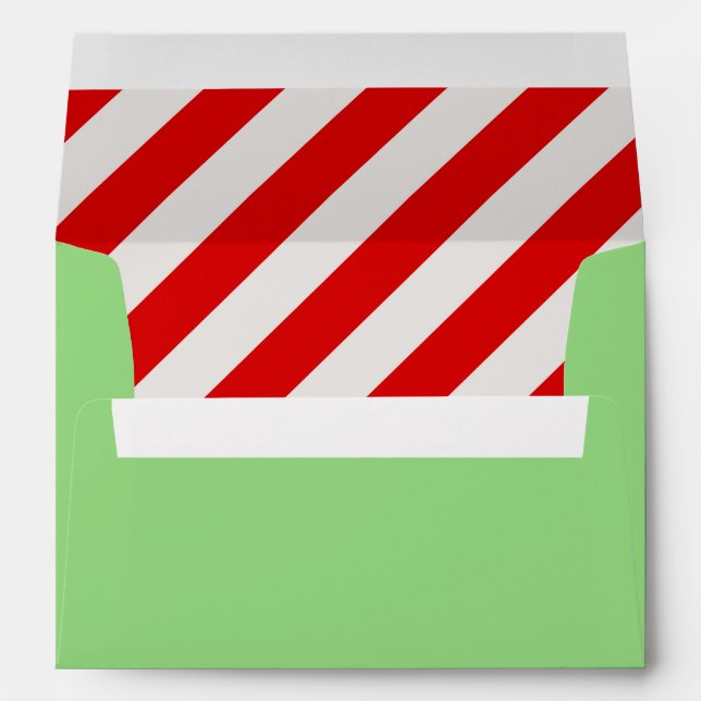Green Christmas Candy Stripe A7 Envelope (Back (Bottom))