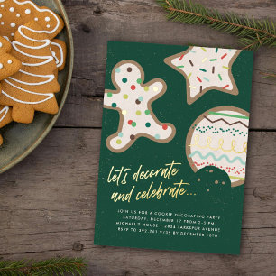 Green Christmas Cookie Decorating Party Invitation