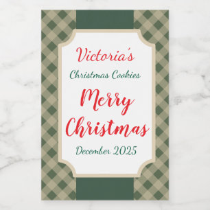 Green Christmas Cookies Labels Gift Stickers