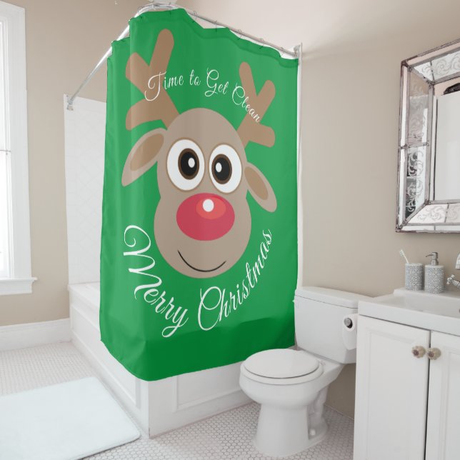 Green Christmas Cute Cartoon Reindeer Script (In Situ)
