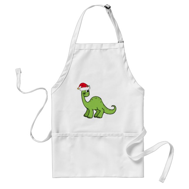 Green Christmas Dinosaur Santa Personalized Standard Apron (Front)
