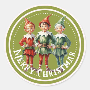 Green Christmas Elves Sticker
