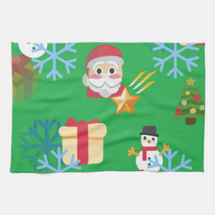 green christmas emoji kitchen towel