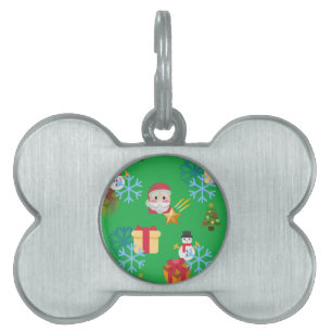 green christmas emoji pet ID tag