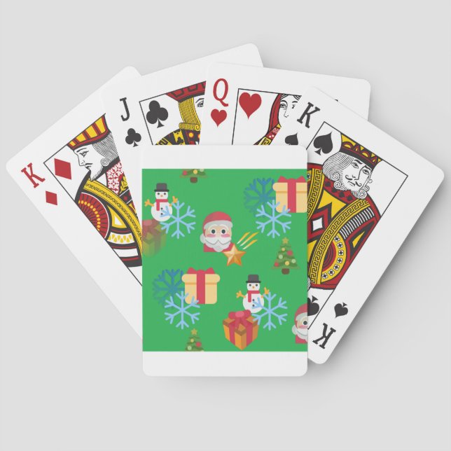 green christmas emoji playing cards (Back)