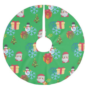 green christmas emoji xmas tree skirt