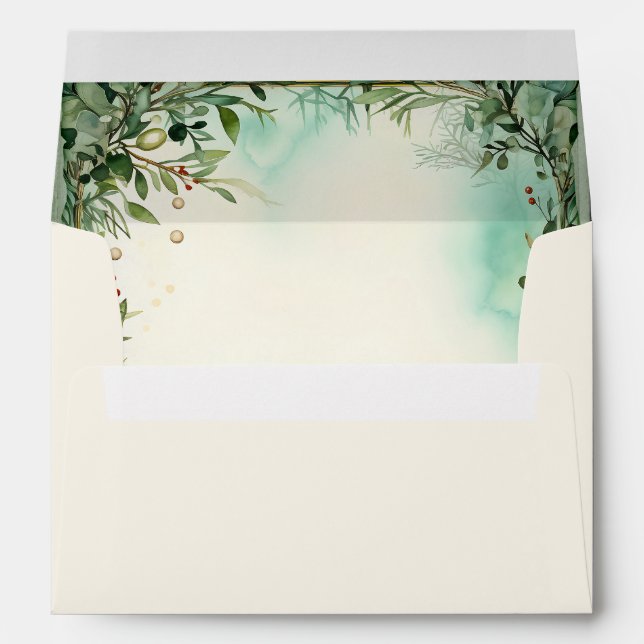 Green Christmas Flowers  Envelope (Back (Bottom))