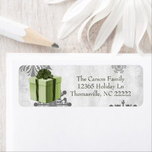 Green Christmas Gift Address Label
