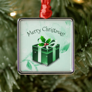 Green Christmas Gift Ceramic Ornament