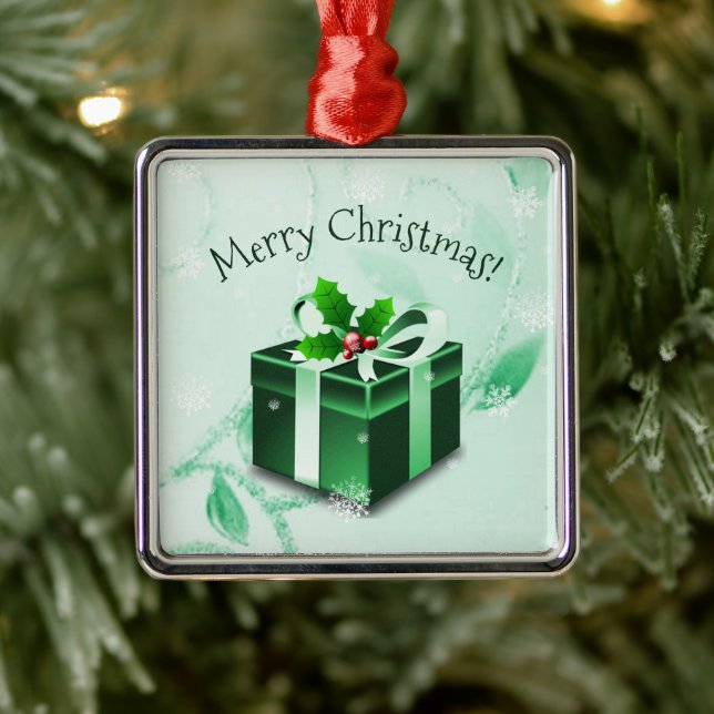 Green Christmas Gift Ceramic Ornament (Tree)