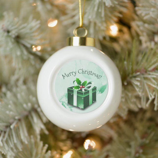 Green Christmas Gift Framed Ornament (Tree)