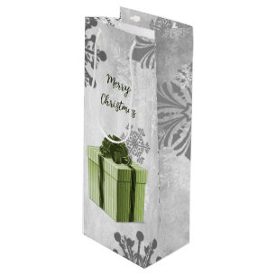 Green Christmas Gift Holiday Wine Gift Bag