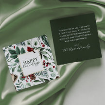Green Christmas Green et Berries Carte de vacances