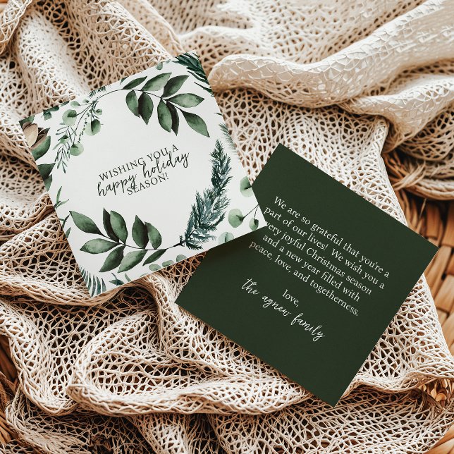 Green Christmas Greenery and Pine Holiday Card (Creator Uploaded)