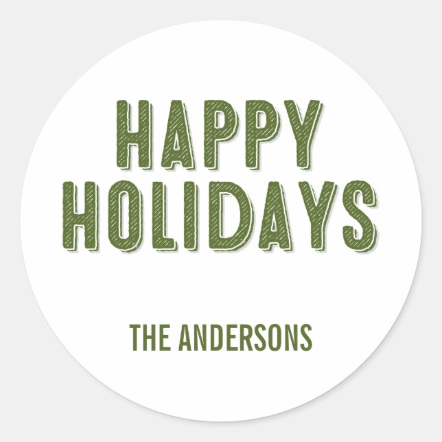 Green Christmas Happy Holidays Sticker (Front)