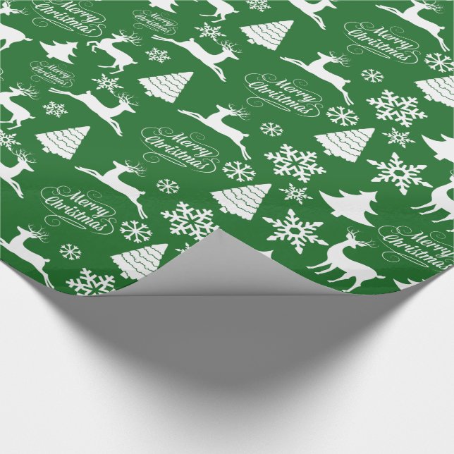 Green Christmas Holiday Wrapping Paper Gift Wrap (Corner)