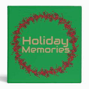 Green Christmas Holly Family Holiday Memories  Binder