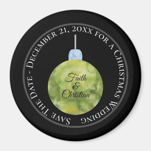 Green Christmas Ornament/Save the Date/Wedding Magnet