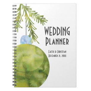 Green Christmas Ornament, Wedding Planner Notebook