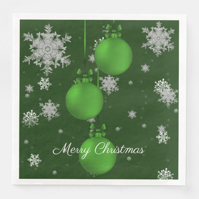 Green Christmas Ornaments Paper Napkin (Front)