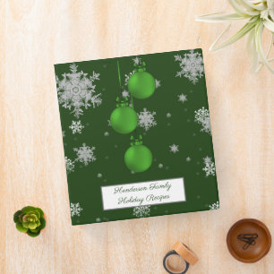 Green Christmas Ornaments Recipe Binder