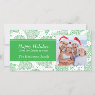 Green Christmas Pattern Holiday Photo Card