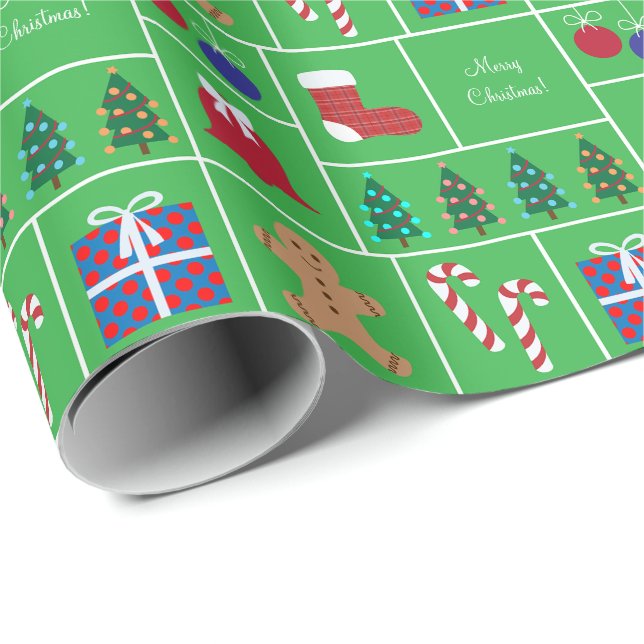 Green Christmas Pattern Wrapping Paper (Roll Corner)