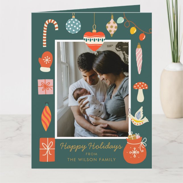 Green Christmas Photo Card | Modern Holiday (Front)