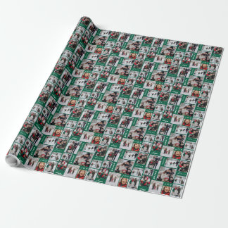 Green Christmas Photo Collage Wrapping Paper