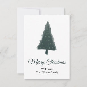 Green Christmas Pine Tree Flat Greeting Card