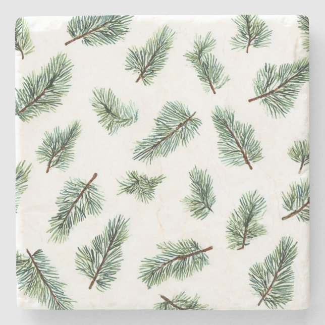 Green Christmas Pine Tree  Stone Coaster (Front)