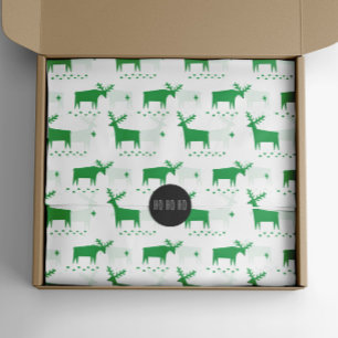 Green Christmas Reindeer   Forest Winter Pattern Tissue Paper