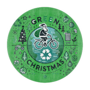 Green Christmas - Santa and Recycling Design Cutting Board