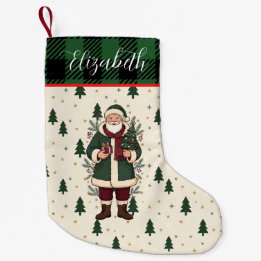Green Christmas Santa Personalized Name Stocking