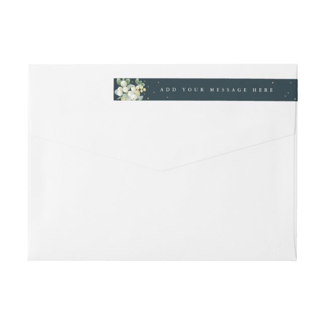 Green Christmas Snowberry+Eucalyptus Skinny Wrap Around Label (Back)