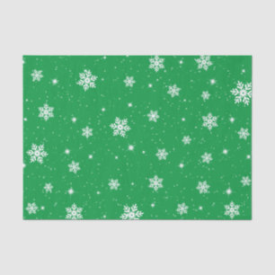 Green Christmas Stars Snowflakes Pattern Tissue Paper