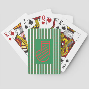 Green Christmas Stocking on Green Playing Cards