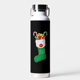 Green Christmas Stocking Water Bottle