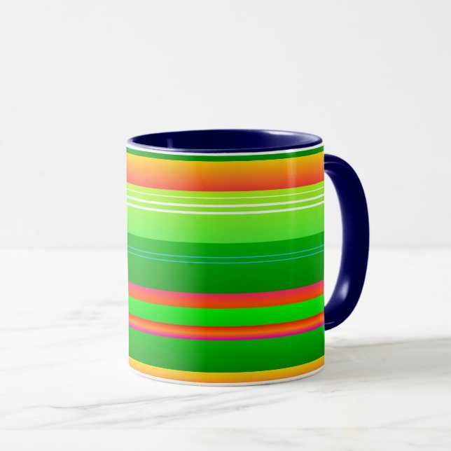 Green Christmas striped modern Mug (Front Right)