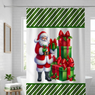 Green Christmas Stripes With Santa