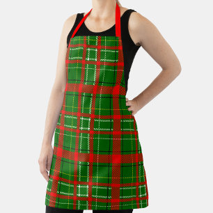 Green Christmas Tartan Plaid Pattern Design  Apron