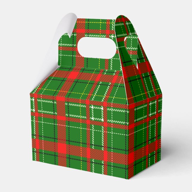 Green Christmas Tartan Plaid Pattern Design  Favor Box (Front Side)
