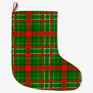 Green Christmas Tartan Plaid Pattern Design  Large Christmas Stocking
